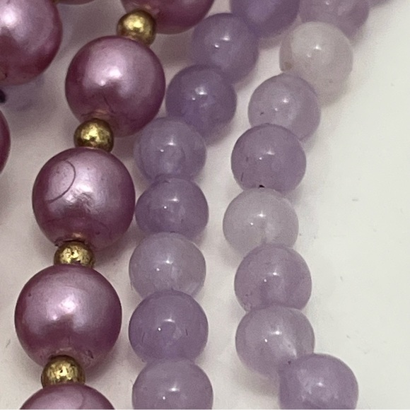 3 pc Purple VTG Beaded Necklace Lot - Picture 8 of 9